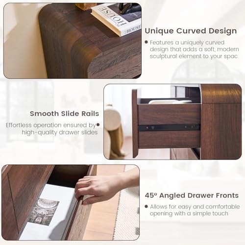 Standifurno Walnut Dresser for Bedroom, Modern 5 Drawer Closet, Freestanding Dressers with Deep Drawers, Large Storage Organizer for Living Room, 29.5’’ W