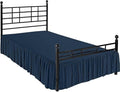 Ruffle Bed Skirt with Split Corners, Microfiber Dust Ruffled for a Perfectly Tailored Bedding Ensemble, Wrinkle and Fade Free, Easy Fit, King Size 16 Inch Drop, Navy Blue
