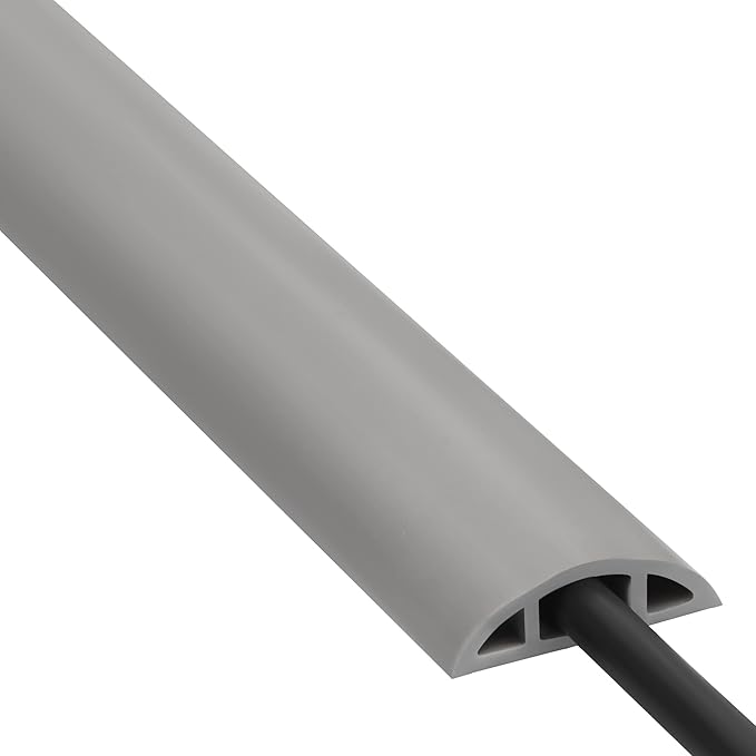 Cord Cover Floor 6ft Grey, PVC Floor Cable Cover, Cord Hider Floor Cord Protector Prevent Cable Trips & Protect Wires, Floor Cable Management Hide Cords on Floor, Cord Cavity - W0.47 x H0.28