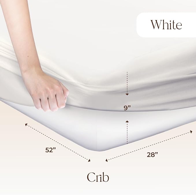 Organic Crib Mattress Protector - 100% Waterproof Crib Mattress Protector Pad with Soft Quiet & Breathable Triple Layer Protection for Sensitive Skin - GOTS Certified & Machine Washable (52"x28"x9”)