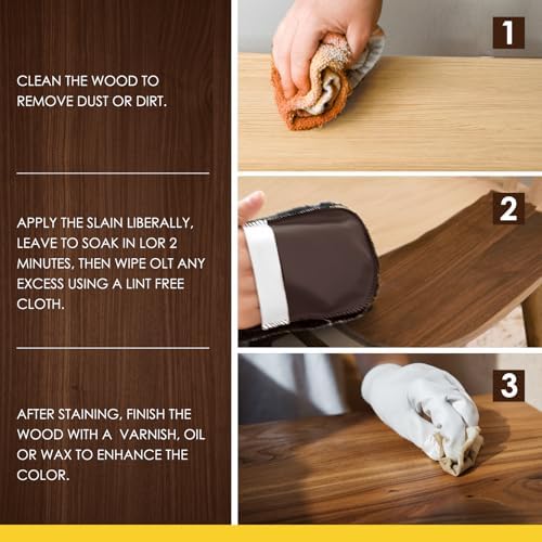 DWIL Water Based Wood Stain - Multiple Finishes, Fast Drying, Indoor and Outdoor Furniture, Wood Paneling, Cabinets and More, Low Odor ＆ Non-Toxic (8.5oz Teak)-with Tools