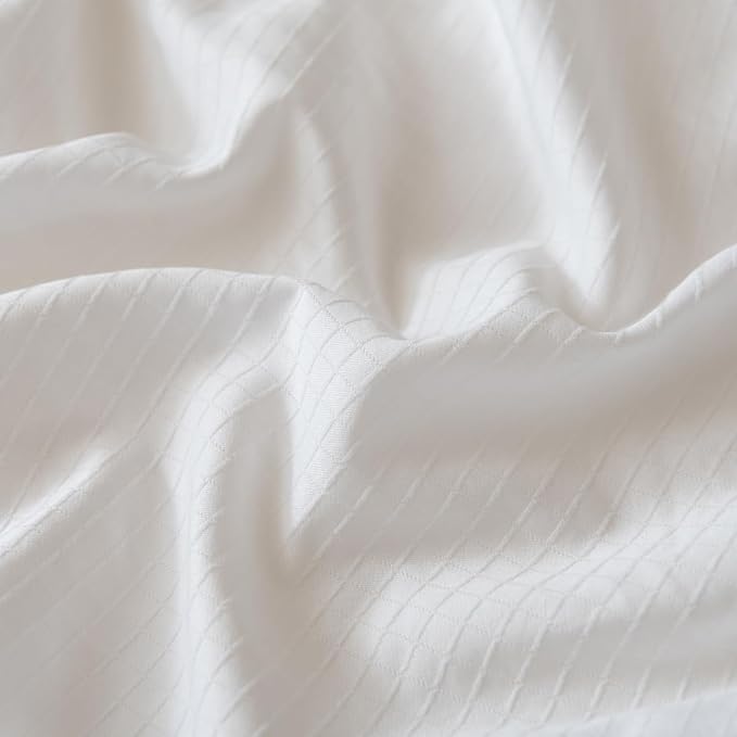 Queen Bed Skirt, Grid Plaid Soft Quadruple Pleated Ruffle Bed Skirt, Tailored Dust Ruffle 16 Inch Drop Easy Fit, Mashable (White)