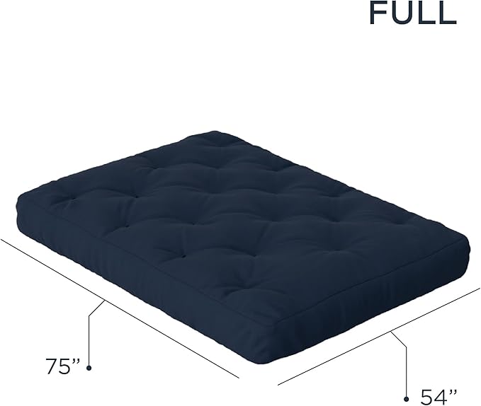 Royal Sleep Products by The Futon Factory 6 inch Memory Foam Futon Mattress - Solid Navy Cover - Full Size - CertiPUR Certified Foams - Made in USA - (Frame not Included)