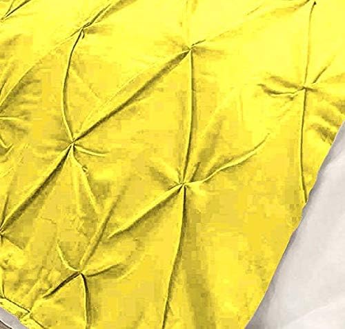 Bed Runner Set - 100% Pure Cotton 800 Thread Count - Luxury 1 Pinch Pleated Bed Runner and 2 Pillow Cover - 3 Piece Pinch Pleated Bed Runner Set Queen, Yellow