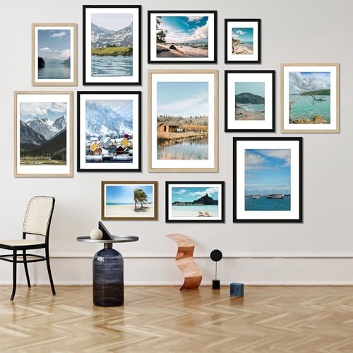 14x20 Poster Frame, Black Wood Frame with 12x18 Mat, 3 Pack