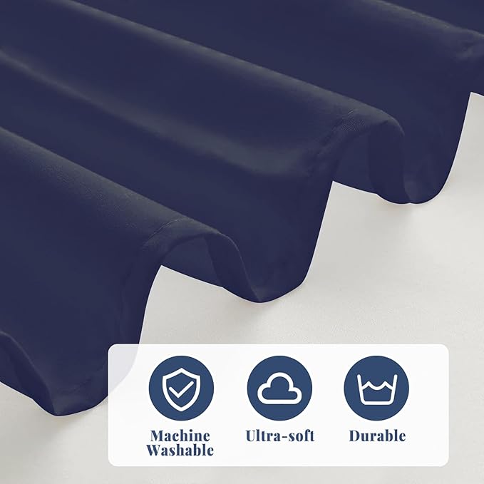 King Bed Skirt, Elastic Wrap Around Bed Skirt King Size, Bed Skirts for Adjustable Bed, Easy Fit with 18" Drop Length Tailored Drop Dust Ruffle (Navy)