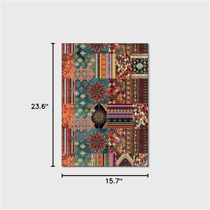 Vintage Boho Area Rugs Multicolor Ethnic Style Geometric Splicing Carpets Bedroom Living Room Kitchen Floor Mats Indoor Outdoor Non-Shedding Runner Rug Home Décor Carpet 1.3' X 2'