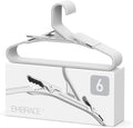 No Hassle-Hangers Best Clothes Hanger Ultra Soft Rubberized Grip Clip Keeps Garments in Place and Off the Floor. Perfect for Wide Neck Silks & Satin Tops, delicates, Athletic wear. (6, Bright Grey)