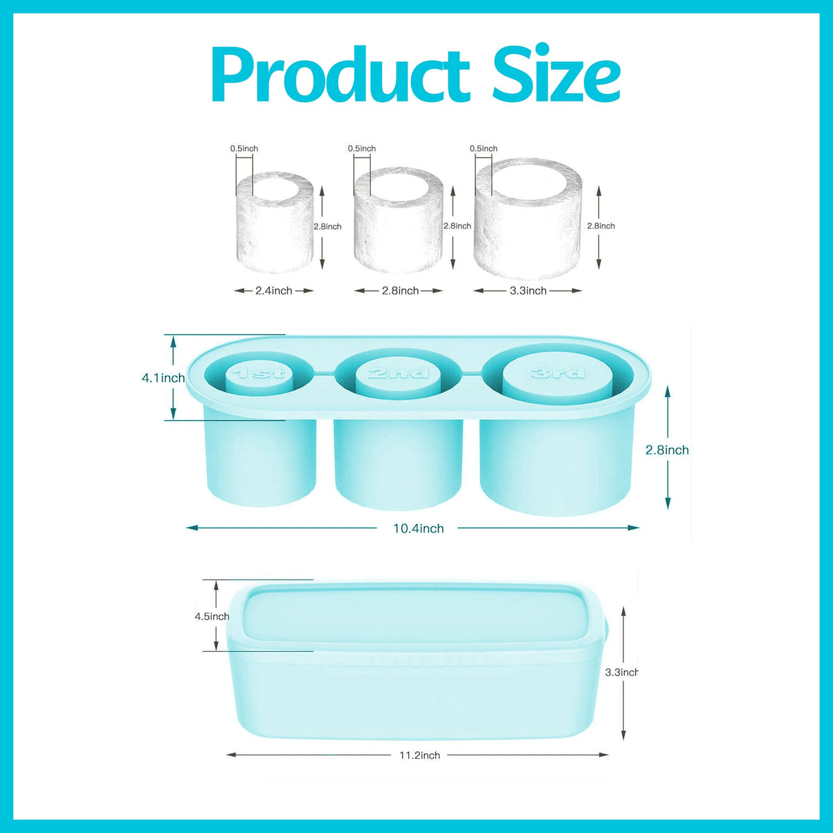 Ice Mold Tray – Round Ice Cube Mold for 40oz Tumbler, Stanley & Hydrojug – Silicone Ice Tray with Storage Bin – Perfect for Cold Drinks & Travel (Yellow)