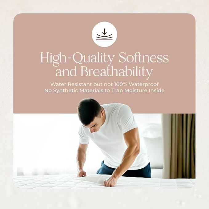 100% Cotton Organic Mattress Pad - Luxury Quilted Mattress Topper Protector Plush & Breathable Machine Washable Design - Fairtrade & GOTS Certified Premium 400GSM Thick with Deep Pocket (Twin XL)