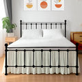 Shreem Linen Ruffled Bed Skirt with Split Corners, Gathered Style, 100% Microfiber, 16-Inch Drop, Dust Ruffle Bedskirt with Platform, King, Ivory