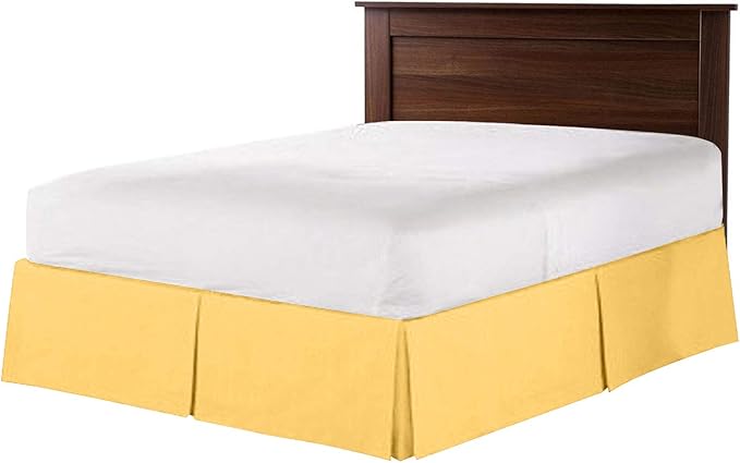 Bed Skirt - 100% Cotton 800 Thread Count Box Pleated Bed Skirt - Luxury Pleated Dust Ruffle, Hotel Quality Modern Bed Skirt, Easy Fit with 12 Inch Tailored Drop, King, Gold