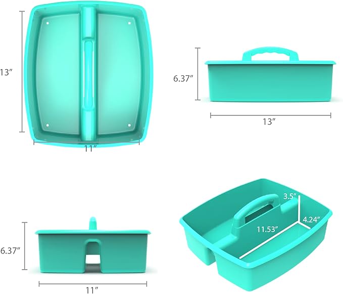 Storex Industries 13" x 11" x 6.375" Large Caddy, Teal