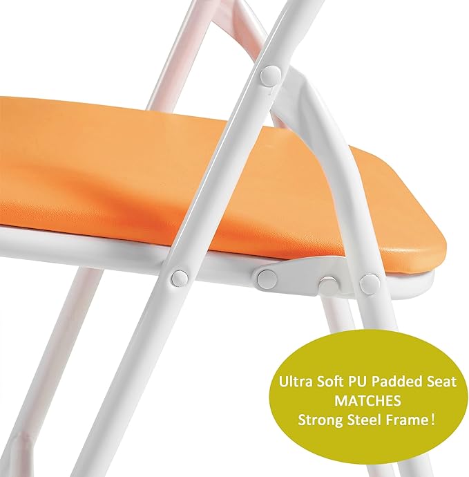 VECELO Kids Folding Activity Table and Chairs 5 Pcs Set, Portable, with Ultra Soft Padded Cushion, Orange
