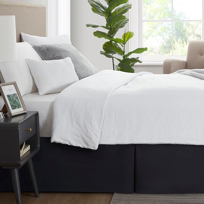 Nestl Black Twin Bed Skirt - Twin Size Bed Skirt 14 Inch Drop - Brushed Microfiber Bed Skirts - Hotel Quality Pleated Bed Skirt - Shrinkage & Fade Resistant