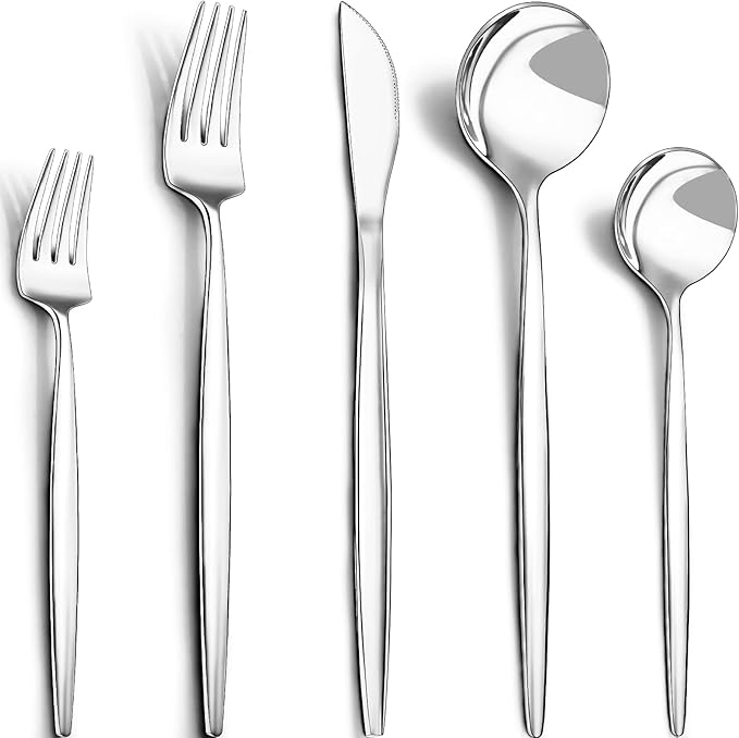 40-Piece Silverware Set for 8, CEKEE Stainless Steel Flatware Cutlery Set Included Knife Spoon and Fork, Kitchen Utensils Set for Home Hotel Wedding Restaurant - Mirror Polished & Dishwasher Safe
