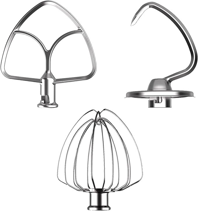 FOKIEE Stainless Steel Mixer Attachments for KitchenAid 5QT Mixer, 3 PCS