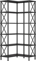 HOOBRO Corner Bookshelf, 6-Tier L-Shaped Bookcase, Industrial Open Display