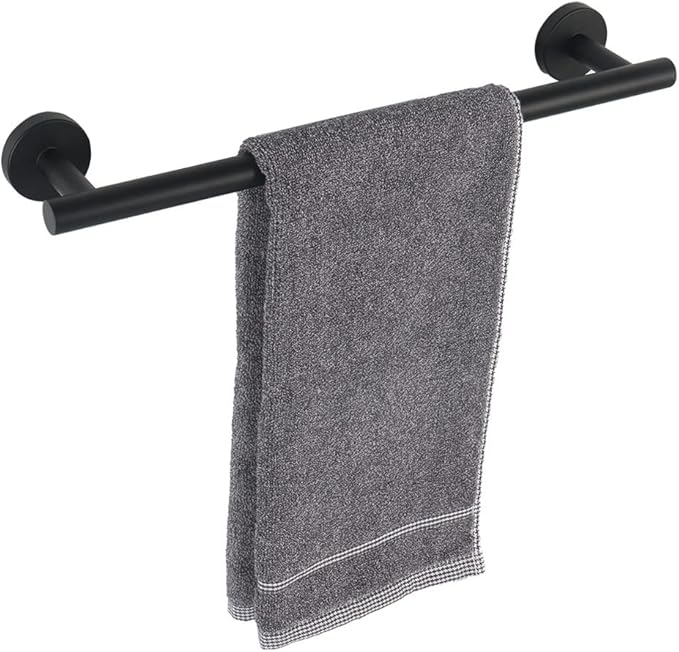 TocTen Bath Towel Bar - Thicken SUS304 Stainless Steel Bathroom Towel Holder, Towel Rod for Bathroom Heavy Duty Wall Mounted Towel Rack Hanger (18IN, Matte Black)