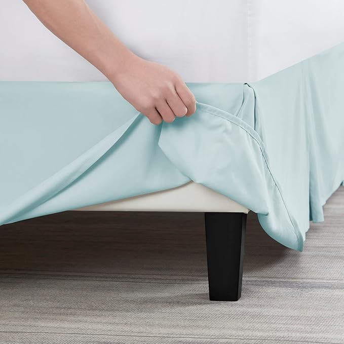Nestl Light Baby Blue Bed Skirt Cal King Size - Cal King Bed Skirt 14 Inch Drop - Brushed Microfiber Bed Skirts - Hotel Quality Pleated Bed Skirt - Shrinkage & Fade Resistant