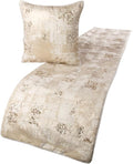 The HomeCentric Ivory Bed Runner, Full Size 68"x18" Decorative Bed Runner with Matching Pillow Cover, Ivory Velvet Bed Scarf in Foil Velvet with Sequin - Creative Grudge