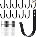 12 Pcs Wall Hooks for Hanging, Large Coat Hooks Wall Mount, Heavy Duty Screw in Metal Hooks for Wall (22LB), Towel Hooks for Bathrooms, Door, Mudroom, Backpack, Clothes, Closet, Purses, Black