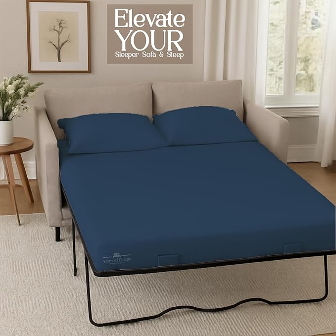 Sleeper Sofa 4 Piece Bed Sheet Set Premium Quality 100% Cotton 500 Thread Count, Smooth & Super Soft Sateen Weave, Extra Soft Bed Sheets, Wrinkle Free, 8 Inch Deep Pocket (Twin, Medium)