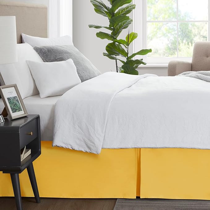 Nestl Yellow Bed Skirt Queen Size - Queen Bed Skirt 14 Inch Drop - Brushed Microfiber Bed Skirts - Hotel Quality Pleated Bed Skirt - Shrinkage & Fade Resistant
