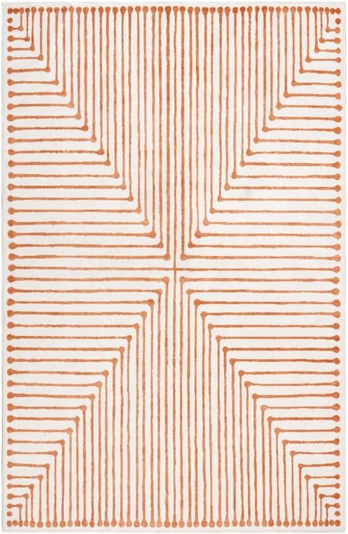 GLN Rugs Contemporary Collection - Machine Washable Area Rug, Contemporary Washable, Non Slip, Low Pile Chenille Rug, Living Room, Bedroom, Kitchen Rug (3' x 5' Orange Beige)