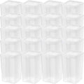 IRIS USA Vertical Plastic Flip Top Storage Containers Bins with Lids for Pantry, Home, Office, Organization, Medium, Stackable Hinged Organizer with Latches, Clear, 20 Pack