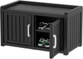 DRATO Indoor Outdoor Shoe Storage Cabinet, Waterproof Shoe Cabinet with Adjustable Shelves, Multifunctional Resin Storage Bench for Entryway, Foyer, Hallway (Black, Duble Doors)