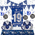 19th Birthday Decorations for Boys Men, Blue 19 Year Old Party Supplies