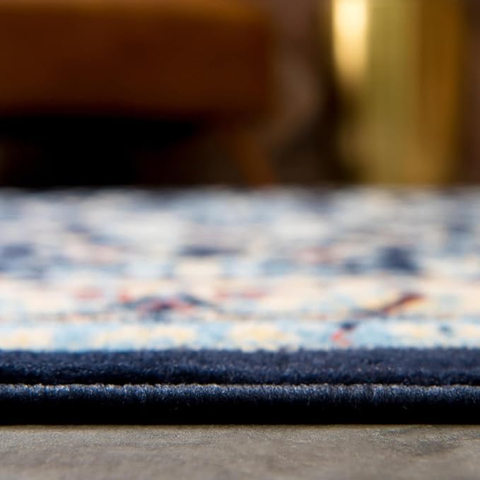 Rugs.com Yasmin Collection Rug – 7' x 10' Navy Blue Medium Rug Perfect for Bedrooms, Dining Rooms, Living Rooms