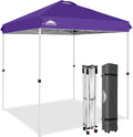 EAGLE PEAK Pop Up Canopy Tent with Wheeled Carry Bag, 8 Stakes, 4 Ropes, Easy Set Up Tent Canopy, 6.6x6.6 ft, Purple