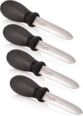 Rockland Guard Oyster Shucking Knife 4-Pack - 3.5” Heavy Duty 420 Stainless Steel Shucker Set for Clams & Shellfish - Non-Slip Ergonomic Handle Seafood Tools, Set of 4