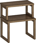 HOOBRO Cabinet Organizer Shelf, Set of 2 Kitchen Counter Shelves, Expandable Kitchen Storage, Stackable Bamboo Spice Rack, for Kitchen, Countertop, Office Desk, Living Room, Mocha MA20TL01