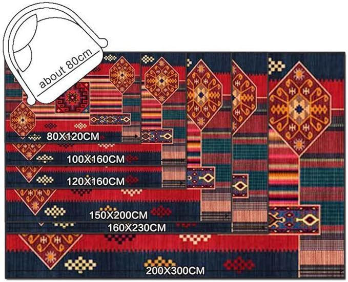 Vintage Boho Area Rugs Multicolor Ethnic Style Geometric Splicing Carpets Bedroom Living Room Kitchen Floor Mats Indoor Outdoor Non-Shedding Runner Rug Home Décor Carpet 3' X 7'