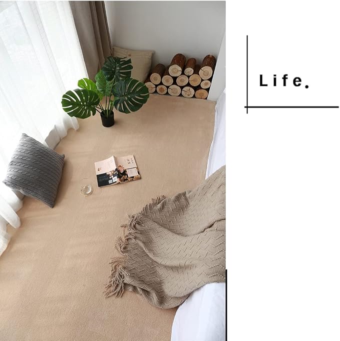 Soft Cashmere Area Rug Luxury Bedside Carpet Bedroom Living Room Mats Solid Color Children's Room Rugs Runner Carpets Indoor Mats Home Décor White Gray Red 4' X 5.2'