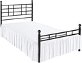 Dust Ruffle with Split Corner Ruffled Gatherd Bed Skirt with Platform Three Sided Coverage - White, Queen BedSkirt, Easy Fit up to 16" Drop, 100% Microfiber Bed Skirts (White Queen)