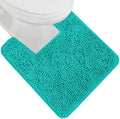 GORILLA GRIP Plush Absorbent Shaggy Chenille Bath Rug Mat for Square Toilet Base with Rubber Backing, Machine Washable Rugs, Soft Microfiber Contour Mats for Toilets, Bathroom Decor, Turquoise