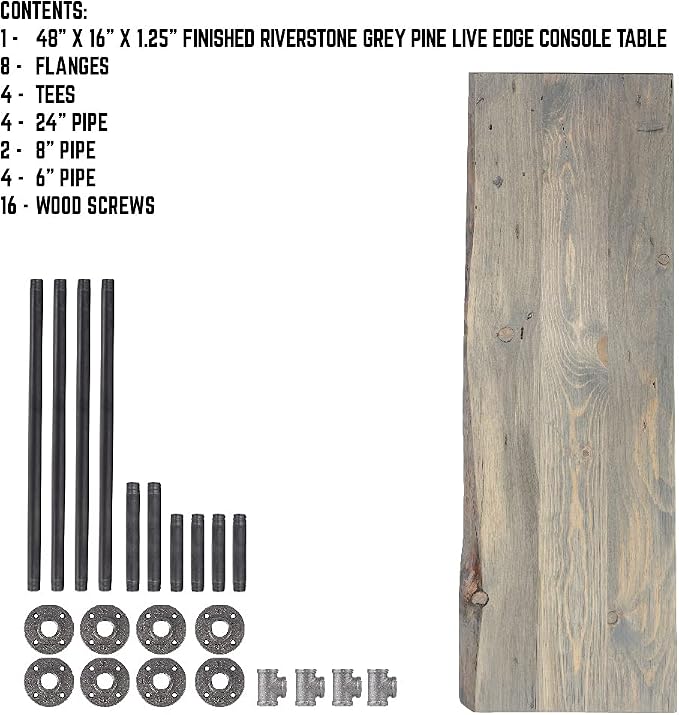 Restore by Pipe DÉCOR Live Edge Wood Console Table 48 in. x 16 in. x 34 in.