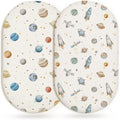 Bassinet Sheets for Baby Girls Boys 2 Pack, Fitted Baby Mattress Sheet for Rectangle, Oval, Hourglass Bassinet Mattress, Breathable Cozy & Universal Fit (Stellar Adventure)