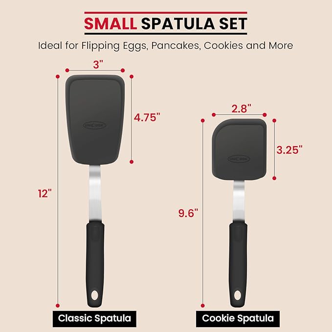 Unicook 2-Piece Small and Mini Silicone Spatula Set for Cooking and Baking