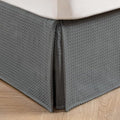 MIYE Pleated Waffle Weave Bed Skirt, Tailored Dust Ruffle 14 Inch Drop Easy Fit, Machine Washable (Dark Grey, Twin - 14" Drop)