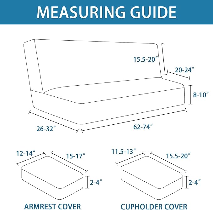 H.VERSAILTEX 4 Pieces Stretch Futon Covers Sofa Bed Slipcover with Removable Armrests and Cupholders Covers Furniture Protector High Spandex Small Checks Jacquard Fabric, Chocolate