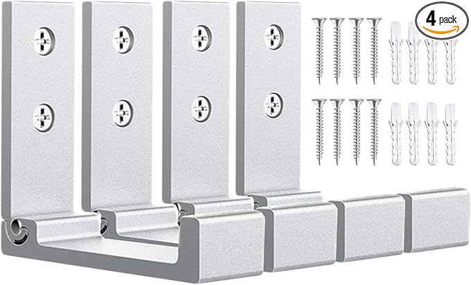 OHIYO 4pcs Folding Coat Hooks Heavy Duty Wall Hooks for Hanging Bags Hooks Headphone Holder No Rust Wall Mounted for Hat, Bags, Jacket, Towel (Silver)