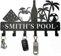 Metal Key Holder Wall Mount, Coastal Tropical Key Rack Hooks, Beach Pool Sunset Wall Art Organizer for Entryway, Kitchen, Hallway, Garage, Farmhouse Home Decor & Housewarming Gift (Pool Party)