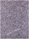 Modern Design Premium Cowhide Leather Carpet with Chevron Pattern, Area Rug (Natural Multi Grey, 9'6"x14'0)