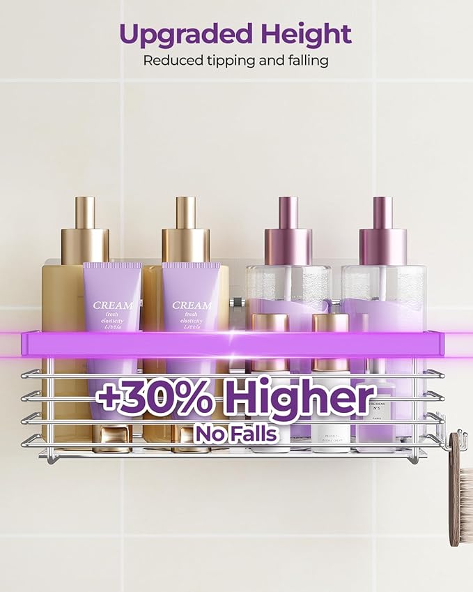 ODesign Shower Caddy 3 Pack SUS304 Stainless Steel-No Drilling-Shower Bathroom Shelves Rack,Rustproof Wall Mounted,Adhesive Shower Shelf Basket Organizer-Silver