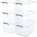 Citylife 6 Packs 44.4 QT Plastic Storage Bins with Lids Large Stackable Storage Containers for Organizing Clear Storage Box for Garage, Closet, Kitchen